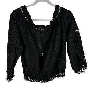 Revel Black Eyelet Top Medium